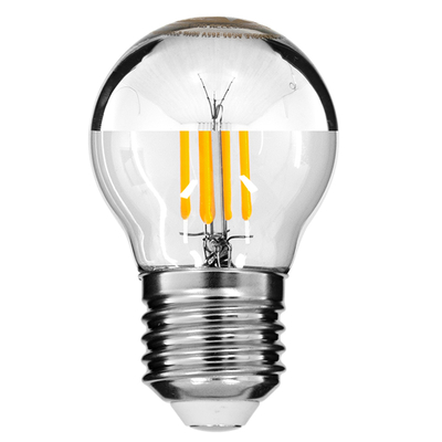 GLOBOSTAR® SPHERE 99102 Λάμπα E27 G45 LED 4W 440lm 320° AC 220-240V IP20 Θερμό Λευκό 2700K Dimmable - Filament Chip - Διάφανο με Ανεστραμμένο Καθρέπτη Νίκελ Χρώμιο - Μ4.5 x Π4.5 x Υ7.7cm - 3 Χρόνια Εγγύηση