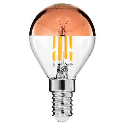 GLOBOSTAR® SPHERE 99109 Λάμπα E14 G45 LED 4W 420lm 320° AC 220-240V IP20 Ultra Θερμό Λευκό 2200K Dimmable - Filament Chip - Διάφανο με Χάλκινο Ανεστραμμένο Καθρέπτη - Μ4.5 x Π4.5 x Υ8.1cm - 3 Χρόνια Εγγύηση