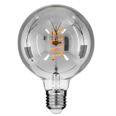 GLOBOSTAR® BUBBLE 99139 Λάμπα E27 G125 LED 6W 470lm 360° AC 220-240V IP20 Θερμό Λευκό 2700K Dimmable - Soft Spiral Filament Chip - Μαύρο Φιμέ - Μ12.5 x Π12.5 x Υ17.8cm - 3 Χρόνια Εγγύηση