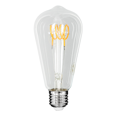 GLOBOSTAR® PEAR 99140 Λάμπα E27 ST64 LED 4W 300lm 360° AC 220-240V IP20 Θερμό Λευκό 2700K Dimmable - Soft T Spiral Filament Chip - Διάφανο - Μ6.4 x Π6.4 x Υ14cm - 3 Χρόνια Εγγύηση