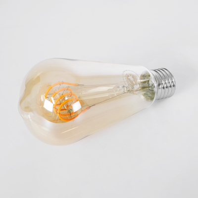 GLOBOSTAR® PEAR 99141 Λάμπα E27 ST64 LED 4W 280lm 360° AC 220-240V IP20 Ultra Θερμό Λευκό 2200K Dimmable - Soft T Spiral Filament Chip - Μελί - Μ6.4 x Π6.4 x Υ14cm - 3 Χρόνια Εγγύηση