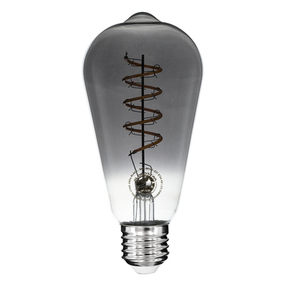 GLOBOSTAR® PEAR 99145 Λάμπα E27 ST64 LED 4W 280lm 360° AC 220-240V IP20 Θερμό Λευκό 2700K Dimmable - Soft S Spiral Filament Chip - Μαύρο Φιμέ - Μ6.4 x Π6.4 x Υ14cm - 3 Χρόνια Εγγύηση