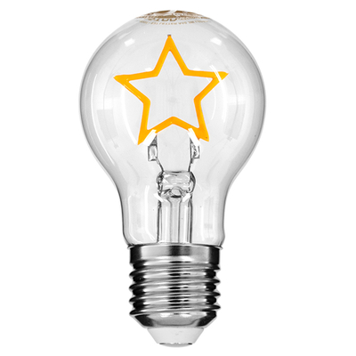 GLOBOSTAR® STAR 99251 Λάμπα E27 A60 LED 3W 240lm 360° AC 220-240V IP20 Ultra Θερμό Λευκό 2200K Dimmable - Filament Chip - Διάφανο - Μ6 x Π6 x Υ11cm - 3 Χρόνια Εγγύηση