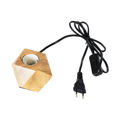 GloboStar® RHOMBUS 99401 Μοντέρνο Επιτραπέζιο Φωτιστικό Πορτατίφ Μονόφωτο 1 x E27 IP20 Μπεζ Ξύλο - M8 x Π8 x Υ8cm