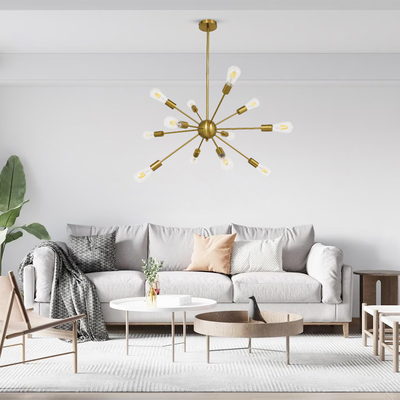 GLOBOSTAR® MILANO 01485 Μοντέρνο Φωτιστικό Οροφής με Ντουί 12 x E27 AC 220-240V IP20 - Χρυσό - Μ80 x Π80 x Υ80cm