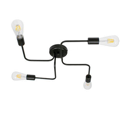 GLOBOSTAR® LIBERTA 00838 Vintage Φωτιστικό Οροφής με Ντουί 4 x E27 AC 220-240V IP20 - Μαύρο - Μ44.5 x Π44.5 x Υ12cm