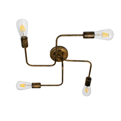 GLOBOSTAR® LIBERTA 00839 Μοντέρνο Φωτιστικό Οροφής με Ντουί 4 x E27 AC 220-240V IP20 - Χάλκινο - Μ44.5 x Π44.5 x Υ12cm