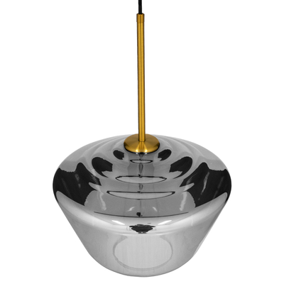 GLOBOSTAR® AMARIS 00873 Μοντέρνο Κρεμαστό Φωτιστικό Οροφής με Ντουί 1 x E27 AC 220-240V IP20 - Χρυσό Πλατίνα & Μαύρο Φιμέ - Μ30 x Π30 x Y22cm