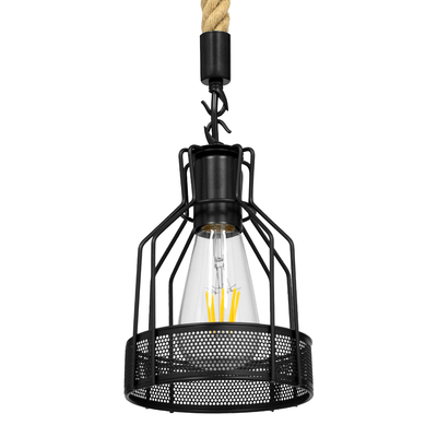 GLOBOSTAR® MASON 00881 Vintage Κρεμαστό Φωτιστικό Οροφής με Ντουί 1 x E27 AC 220-240V IP20 - Μαύρο & Μπεζ - Μ15 x Π15 x Υ24cm