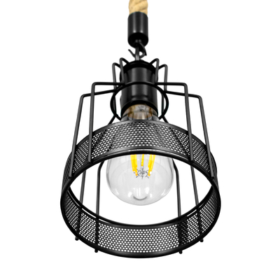 GLOBOSTAR® MASON 00881 Vintage Κρεμαστό Φωτιστικό Οροφής με Ντουί 1 x E27 AC 220-240V IP20 - Μαύρο & Μπεζ - Μ15 x Π15 x Υ24cm