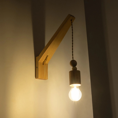 GLOBOSTAR® NOVO 00885 Vintage Φωτιστικό Τοίχου - Απλίκα με Ντουί 1 x E27 AC 220-240V IP20 - Μπεζ - Μ7 x Π28 x Υ37cm