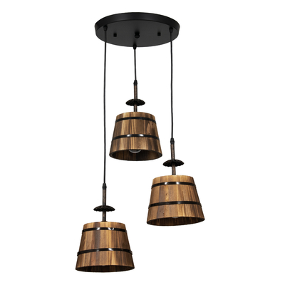 GLOBOSTAR® CEBU 00888 Vintage Κρεμαστό Φωτιστικό Οροφής με Ντουί 3 x E27 AC 220-240V IP20 - Καφέ & Μαύρο - Μ40 x Π40 x Y210cm