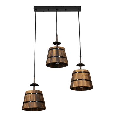 GLOBOSTAR® CEBU 00889 Vintage Κρεμαστό Φωτιστικό Οροφής με Ντουί 3 x E27 AC 220-240V IP20 - Καφέ & Μαύρο - Μ55.5 x Π18.5 x Y210cm