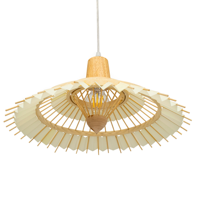 GLOBOSTAR® VENTALIA 00897 Boho Κρεμαστό Φωτιστικό Οροφής με Ντουί 1 x E27 AC 220-240V IP20 - Μπεζ - Μ40 x Π40 x Y22cm