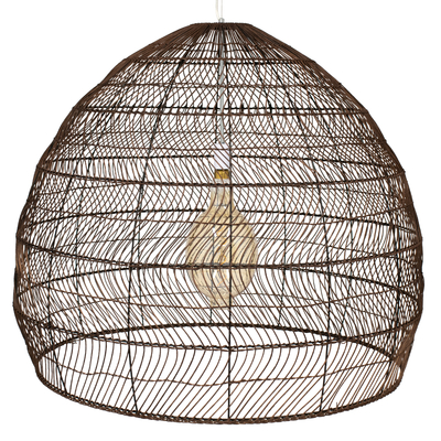 GLOBOSTAR® MALIBU 00967 Boho Κρεμαστό Φωτιστικό Οροφής με Ντουί 1 x E27 AC 220-240V IP20 - Καφέ - Μ100 x Π100 x Y86cm