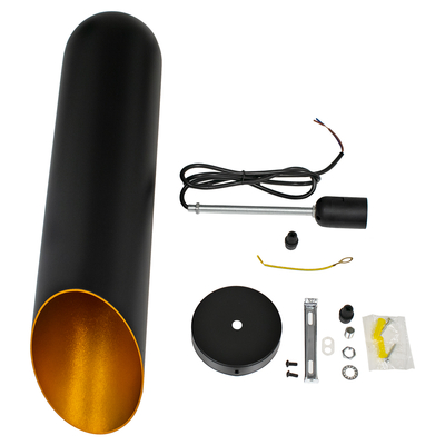 GLOBOSTAR® CARSON 01528 Μοντέρνο Κρεμαστό Φωτιστικό Οροφής με Ντουί 1 x E27 AC 220-240V IP20 - Μαύρο & Χρυσό - Μ12 x Π12 x Υ52cm