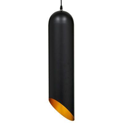 GLOBOSTAR® CARSON 01529 Μοντέρνο Κρεμαστό Φωτιστικό Οροφής με Ντουί 1 x E27 AC 220-240V IP20 - Μαύρο & Χρυσό - Μ15 x Π15 x Υ68cm