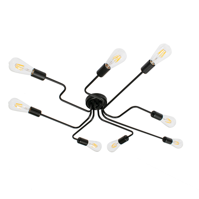 GLOBOSTAR® LIBERTA 00840 Μοντέρνο Φωτιστικό Οροφής με Ντουί 8 x E27 AC 220-240V IP20 - Μαύρο - Μ102 x Π72 x Υ10.5cm