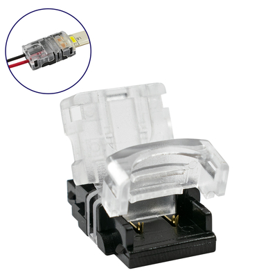 GLOBOSTAR® STRIPART 70720 Ενωτικός Ταχυσύνδεσμος για Μονόχρωμη Ταινία LED 2Pin 10mm σε Καλώδιο Τροφοδοσίας 2Pin Αδιάβροχο IP65 - Μ1.5 x Π2.4 x Υ0.8cm