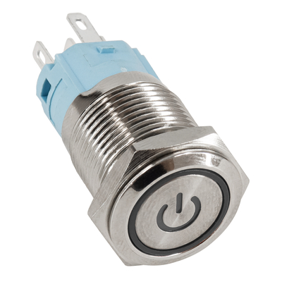 GLOBOSTAR® BUTTON 70780 Φωτιζόμενος Χωνευτός Διακόπτης On/Off LED DC 12V 1 x 3A 690W Max Αδιάβροχο IP65 Ψυχρό Λευκό 6000K - Μ1.8 x Π1.8 x Υ2cm