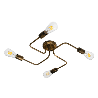 GLOBOSTAR® LIBERTA 00839 Μοντέρνο Φωτιστικό Οροφής με Ντουί 4 x E27 AC 220-240V IP20 - Χάλκινο - Μ44.5 x Π44.5 x Υ12cm