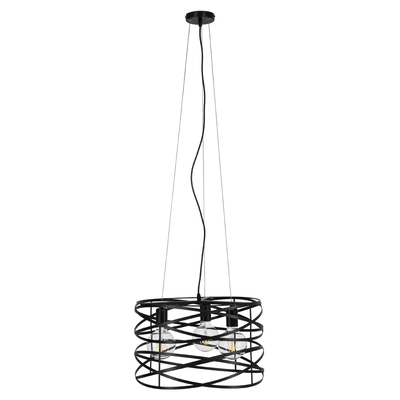 GLOBOSTAR® TOKEN 00855 Μοντέρνο Κρεμαστό Φωτιστικό Οροφής με Ντουί 3 x E27 AC 220-240V IP20 - Μαύρο - Μ43 x Π43 x Υ29cm