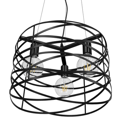 GLOBOSTAR® TOKEN 00855 Μοντέρνο Κρεμαστό Φωτιστικό Οροφής με Ντουί 3 x E27 AC 220-240V IP20 - Μαύρο - Μ43 x Π43 x Υ29cm