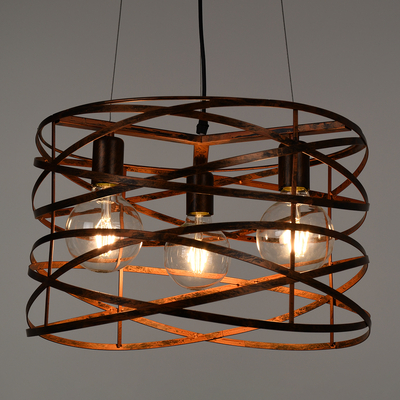 GLOBOSTAR® TOKEN 00856 Μοντέρνο Κρεμαστό Φωτιστικό Οροφής με Ντουί 3 x E27 AC 220-240V IP20 - Χάλκινο Εφέ Σκουριάς - Μ43 x Π43 x Υ29cm