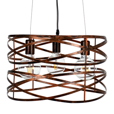 GLOBOSTAR® TOKEN 00856 Μοντέρνο Κρεμαστό Φωτιστικό Οροφής με Ντουί 3 x E27 AC 220-240V IP20 - Χάλκινο Εφέ Σκουριάς - Μ43 x Π43 x Υ29cm