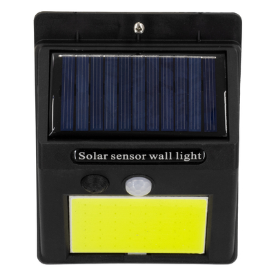 GLOBOSTAR® VELION 71495 Προβολέας με Ανιχνευτή PIR / Αισθητήρα Κίνησης LED 10W 500lm 120° DC 5V με Φωτοβολταϊκό Panel 5V 0.3W & Επαναφορτιζόμενη Μπαταρία Li-ion 3.2V 1200mAh Αδιάβροχο IP65 Ψυχρό Λευκό 6000K - Sanan COB Chip - Μαύρο - Μ9.6 x Π4.8 x Υ12.4cm - 2 Χρόνια Εγγύηση