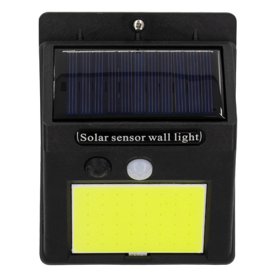 GLOBOSTAR® VELION 71496 Προβολέας με Ανιχνευτή PIR / Αισθητήρα Κίνησης LED 12W 600lm 180° DC 5V με Φωτοβολταϊκό Panel 5V 0.3W & Επαναφορτιζόμενη Μπαταρία Li-ion 3.2V 1200mAh Αδιάβροχο IP65 Ψυχρό Λευκό 6000K - Sanan COB Chip - Μαύρο - Μ9.6 x Π4.8 x Υ12.4cm - 2 Χρόνια Εγγύηση