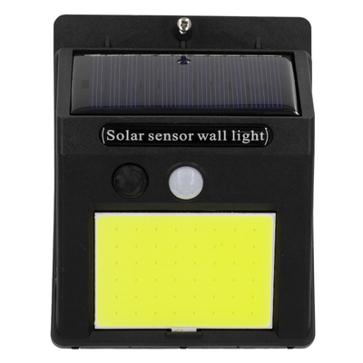 GLOBOSTAR® VELION 71496 Προβολέας με Ανιχνευτή PIR / Αισθητήρα Κίνησης LED 12W 600lm 180° DC 5V με Φωτοβολταϊκό Panel 5V 0.3W & Επαναφορτιζόμενη Μπαταρία Li-ion 3.2V 1200mAh Αδιάβροχο IP65 Ψυχρό Λευκό 6000K - Sanan COB Chip - Μαύρο - Μ9.6 x Π4.8 x Υ12.4cm - 2 Χρόνια Εγγύηση