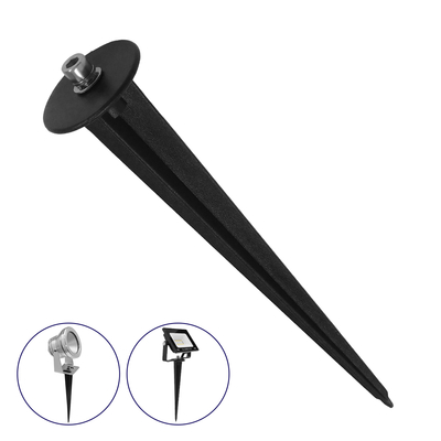 GloboStar® 75593 UNIVERSAL Βάση Κήπου Αλουμινίου Καρφωτή - Δαπέδου για Φωτιστικά & Προβολάκια Κήπου Μαύρη