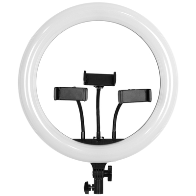 GloboStar® 75803 Professional Digital Ring Light Φ36cm LED SMD 50W 5000lm 180° DC 5V με Καλώδιο Τροφοδοσίας USB - Ενσωματωμένο και Ασύρματο Χειριστήριο RF 2.4Ghz Εναλλαγής Χρωμάτων & 3 Βάσεις Τηλεφώνου - Πολύχρωμο RGBW+WW Dimmable