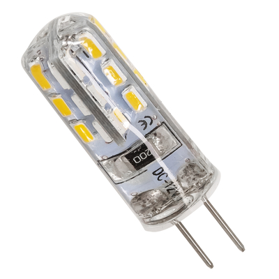 GLOBOSTAR® G4BACK 76132 Λάμπα G4 LED 2W 180lm 320° DC 12V IP20 Θερμό Λευκό 2700K Dimmable - Sanan SMD Chip - Back Pin - Μ0.9 x Π0.9 x Υ3.5cm - 2 Χρόνια Εγγύηση