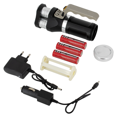 GLOBOSTAR® HANDLAMP 79025 Φακός Χειρός LED 30W 3000lm 45° DC 5V με Επαναφορτιζόμενη Μπαταρία Li-ion 3.7V 3x18650 15000mAh IP20 Ψυχρό Λευκό 6000K - CREE XHP50 Chip - Μ16.3 x Π6.4 x Υ8.5cm - 1 Χρόνο Εγγύηση