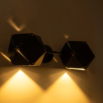 GLOBOSTAR® WELLES 00795 Μοντέρνο Φωτιστικό Τοίχου - Απλίκα με Ντουί 2 x E14 AC 220-240V IP20 - Μαύρο - Μ52 x Π21 x Υ17cm