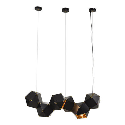 GLOBOSTAR® WELLES REPLICA 00797 Μοντέρνο Κρεμαστό Φωτιστικό Οροφής με Ντουί 6 x E14 AC 220-240V IP20 - Μαύρο & Χρυσό - Μ98 x Π32 x Υ30cm