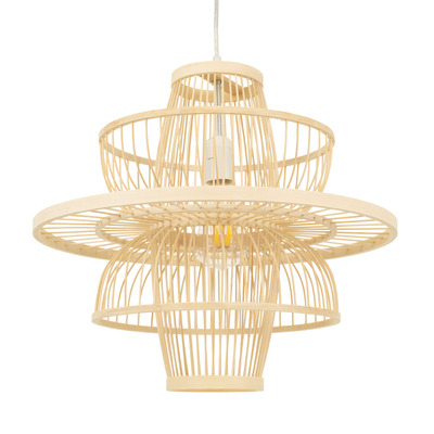 GLOBOSTAR® BALI 00861 Boho Κρεμαστό Φωτιστικό Οροφής με Ντουί 1 x E27 AC 220-240V IP20 - Μπεζ - Μ45 x Π45 x Υ42.5cm