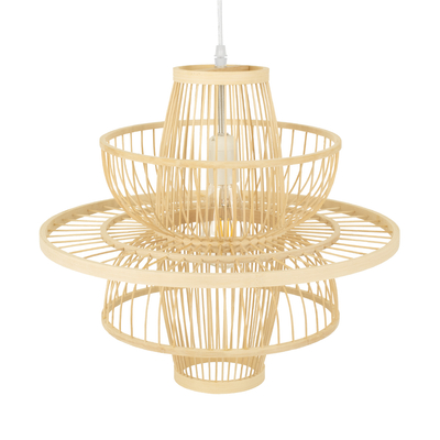 GLOBOSTAR® BALI 00861 Boho Κρεμαστό Φωτιστικό Οροφής με Ντουί 1 x E27 AC 220-240V IP20 - Μπεζ - Μ45 x Π45 x Υ42.5cm