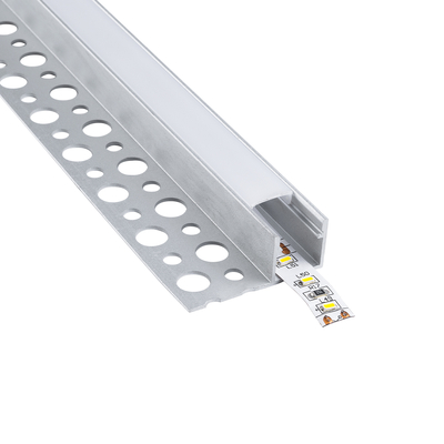 GLOBOSTAR® ALP-PLASTERIN GYPSO 70834-3M Χωνευτό Τερματικό Προφίλ Αλουμινίου Ειδικό για Γυψοσανίδα με Λευκό Γαλακτερό Πατητό Κάλυμμα για Ταινίες LED IP20 - Ασημί & Λευκό - Μ300 x Π3.3 x Υ1.5cm - Πακέτο 5 Τεμαχίων