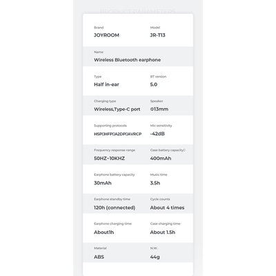 GloboStar® 87055 JOYROOM Originals JR-T13 Bilateral TWS Earphones με Θήκη Φόρτισης True Wireless Bluetooth V5.0 Binaural Συμβατό με iOS & Android Μαύρο