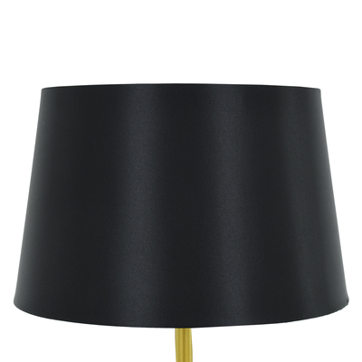 GloboStar® CEDAR 00829 Μοντέρνο Επιδαπέδιο Φωτιστικό Μονόφωτο 1 x E27 IP20 Χρυσό Μέταλλο με Μαύρο Ύφασμα - Μ40 x Π40 x Υ148cm