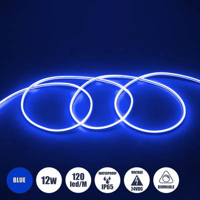 GLOBOSTAR® NEOVALE 70565 Ταινία Neon Flex LED 12W/m 600lm/m 120° DC 24V Αδιάβροχο IP65 120 x SMD2835 Chip/m Μπλε Dimmable - Μ100 x Π0.8 x Υ1.6cm - 3 Χρόνια Εγγύηση