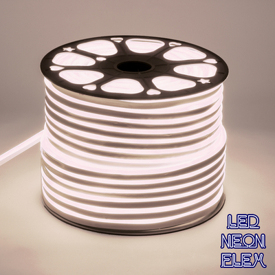 GloboStar® 70571 OVALE 120° Degree Neon Flex Epistar LED SMD 2835 1m 12W/m 120LED/m 960lm/m 120° DC 230V Αδιάβροχη IP68 Φυσικό Λευκό 4500K Dimmable