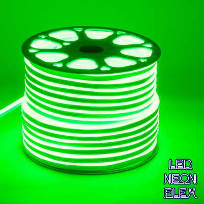 GloboStar® 70574 OVALE 120° Degree Neon Flex Epistar LED SMD 2835 1m 12W/m 120LED/m 840lm/m 120° DC 230V Αδιάβροχη IP68 Πράσινο Dimmable