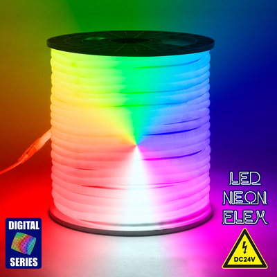 GLOBOSTAR® NEOTUBE 70589 Ψηφιακή Pixel Addressable Ταινία Neon Flex LED 18W/m 900lm/m 360° DC 24V Αδιάβροχο IP65 60 x SMD5050 Chip/m 10 x Pixel/m Πολύχρωμο RGB Dimmable SPI/TTL Protocol IC WS2811 - Μ100 x Π2.1 x Υ2.1cm - 3 Χρόνια Εγγύηση