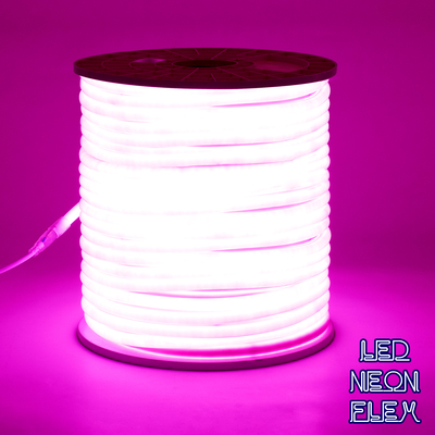 GLOBOSTAR® NEOTUBE 70597 Ταινία Neon Flex LED 12W/m 600lm/m 360° DC 220-240V Αδιάβροχο IP65 120 x SMD2835 Chip/m Ροζ Dimmable - Μ100 x Π1.3 x Υ1.3cm - 3 Χρόνια Εγγύηση