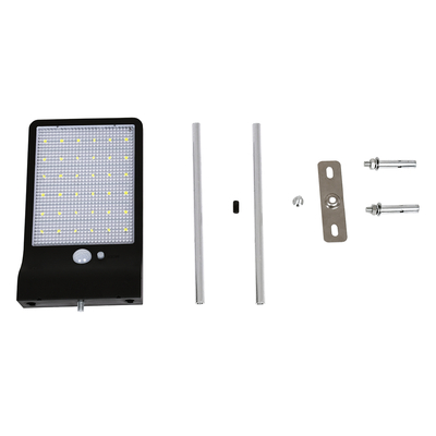 GLOBOSTAR® RASOL 71469 Προβολέας με Ανιχνευτή PIR / Αισθητήρα Κίνησης LED 4W 200lm 120° DC 5V με Φωτοβολταϊκό Panel 5V 0.3W & Επαναφορτιζόμενη Μπαταρία Li-ion 3.2V 2200mAh Αδιάβροχο IP65 Ψυχρό Λευκό 6000K - Sanan SMD Chip - Μαύρο - Μ18.5 x Π11 x Υ3cm - 2 Χρόνια Εγγύηση