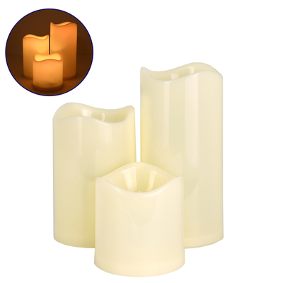 GloboStar® 79552 ΣΕΤ 3 Διακοσμητικών Realistic Κεριών με LED - Μπαταρίας & Ασύρματο Χειριστήριο IR Θερμό Λευκό 3000K